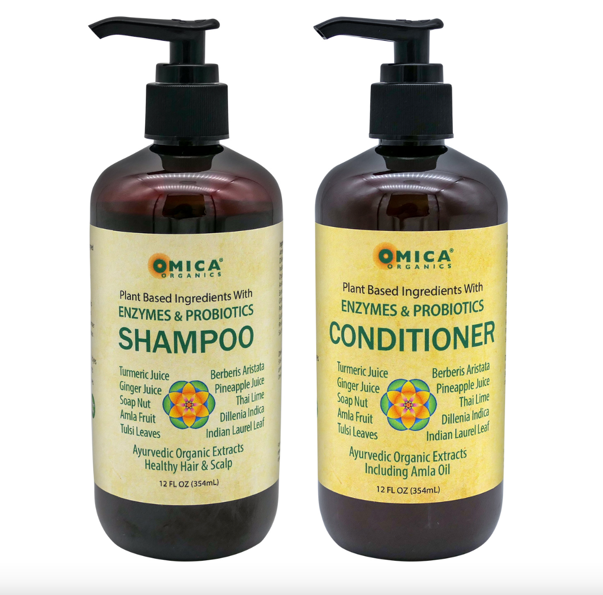 Plant Based Shampoo & Conditioner Set with Herbal Extracts, Enzymes, a