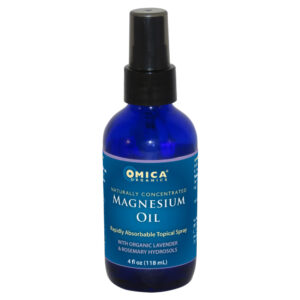 omica organics brand magnesium oil spray with biodynamic organic lavender and rosemary hydrosols