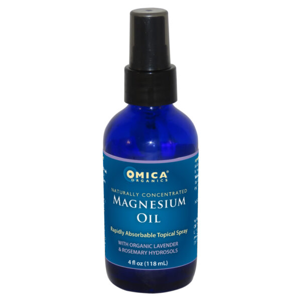 omica organics brand magnesium oil spray with biodynamic organic lavender and rosemary hydrosols