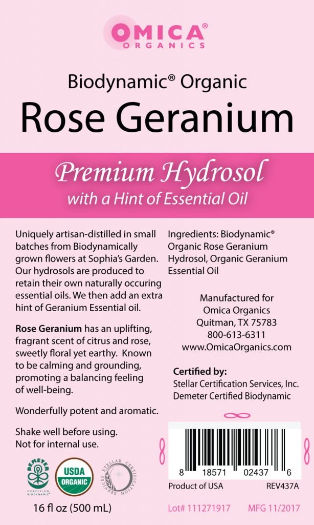 Hydrosol RoseGeranium437A label