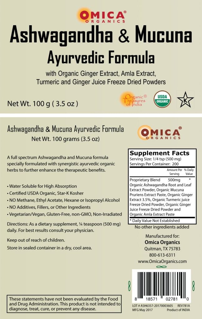 AshwagandhaFormula 100g 781A label