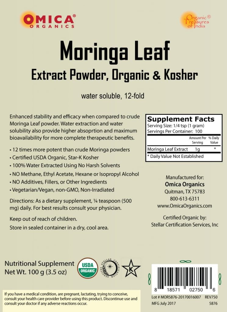 MoringaLeafExtract 100g 750A 4x5.5 MOR5876 20170016007