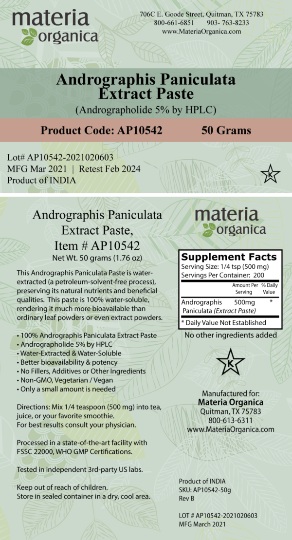 MO AndrographisPaniculataExtPaste 50g AP10542 label