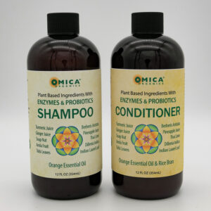 Omica Organics Plant Based Shampoo and Conditioner with Ayurvedic Extracts, Enzymes, Probiotics, and Orange Essential Oil