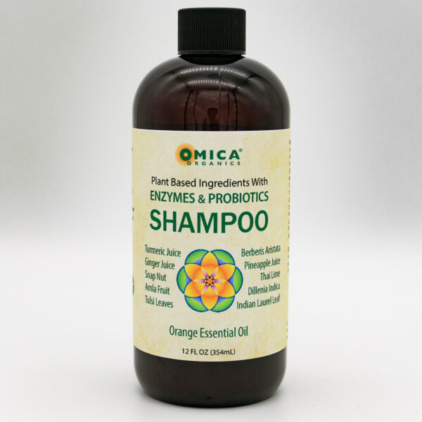 Omica Organics Plant Based Shampoo with Ayurvedic Extracts, Enzymes, Probiotics, and Orange Essential Oil